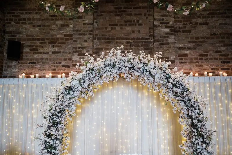 Wedding flowers laid out on the table